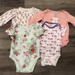 baby girl 0-3 month lot of 4 onesies gymboree